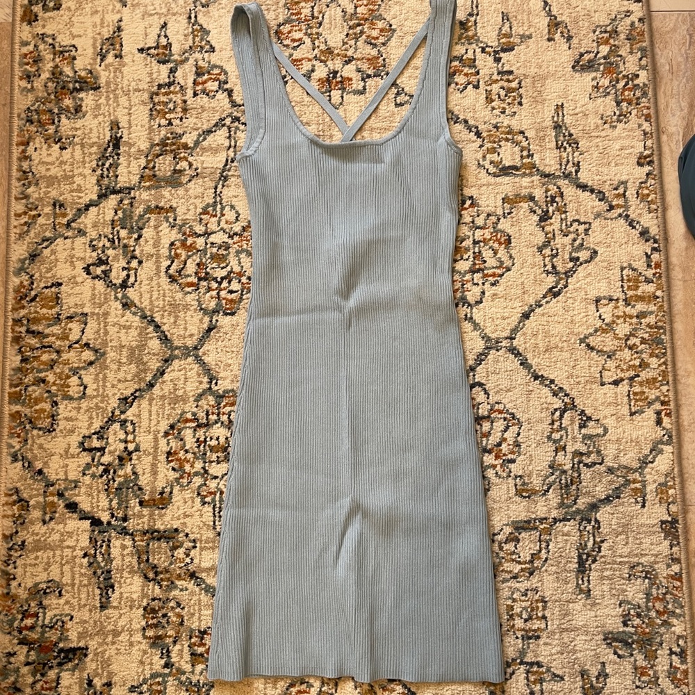 Baby Blue Ribbed Zara Mini Dress
